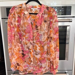 Chico's Sunset Dunes floral blouse, size 1